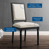 Court French Vintage Upholstered Fabric Dining Side Chair Black Beige EEI-4661-BLK-BEI