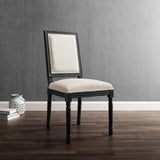 Court French Vintage Upholstered Fabric Dining Side Chair Black Beige EEI-4661-BLK-BEI