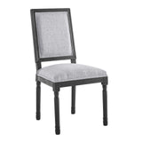 Court French Vintage Upholstered Fabric Dining Side Chair Black Light Gray EEI-4661-BLK-LGR