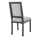 Court French Vintage Upholstered Fabric Dining Side Chair Black Light Gray EEI-4661-BLK-LGR