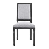 Court French Vintage Upholstered Fabric Dining Side Chair Black Light Gray EEI-4661-BLK-LGR