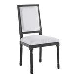 Court French Vintage Upholstered Fabric Dining Side Chair Black White EEI-4661-BLK-WHI