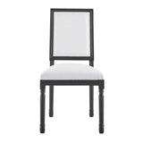 Court French Vintage Upholstered Fabric Dining Side Chair Black White EEI-4661-BLK-WHI