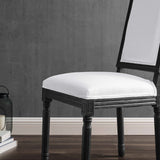 Court French Vintage Upholstered Fabric Dining Side Chair Black White EEI-4661-BLK-WHI