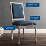 Court French Vintage Upholstered Fabric Dining Side Chair Natural Blue EEI-4661-NAT-BLU