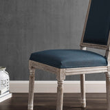 Court French Vintage Upholstered Fabric Dining Side Chair Natural Blue EEI-4661-NAT-BLU