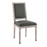 Court French Vintage Upholstered Fabric Dining Side Chair Natural Gray EEI-4661-NAT-GRY