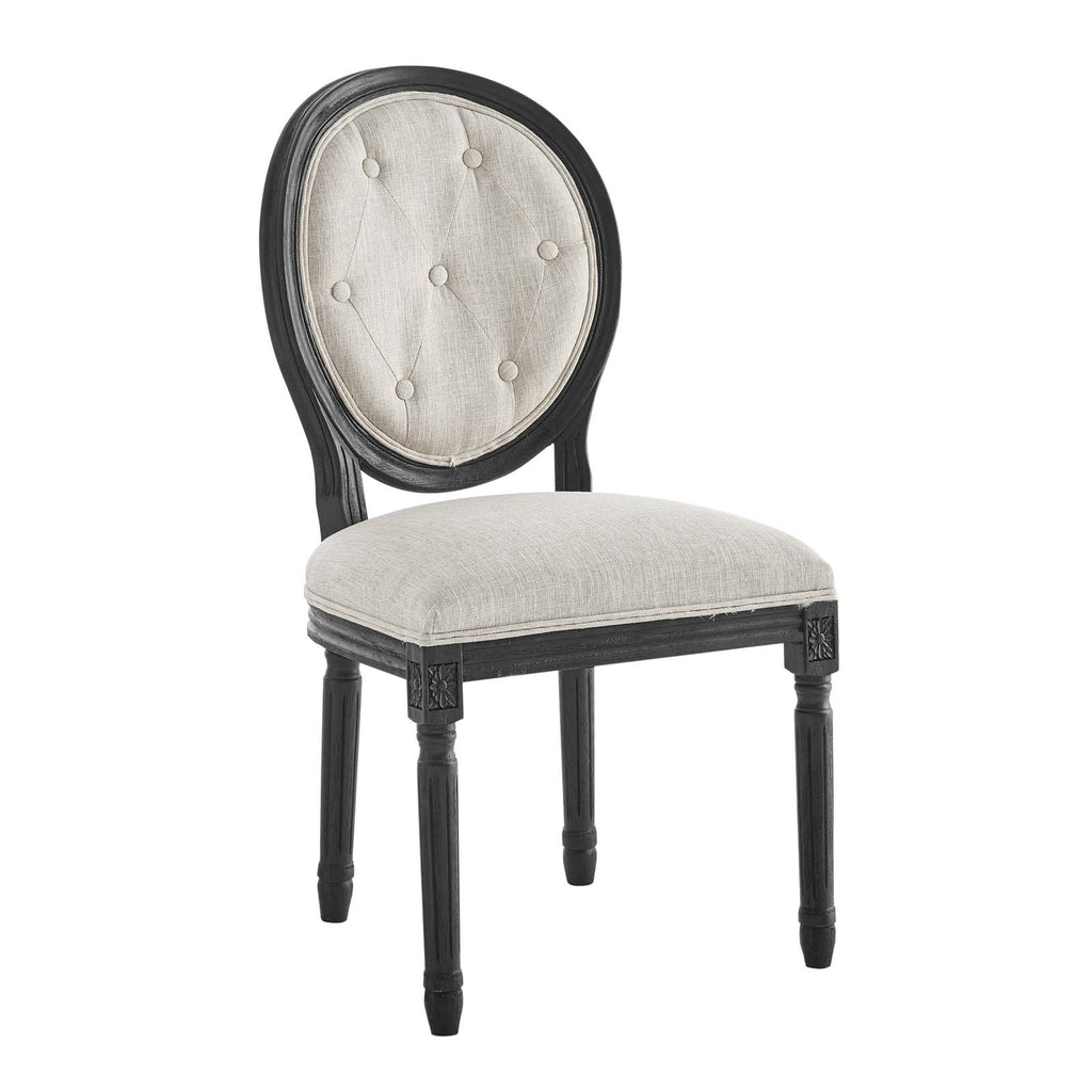 Arise Vintage French Upholstered Fabric Dining Side Chair Black Beige EEI-4664-BLK-BEI