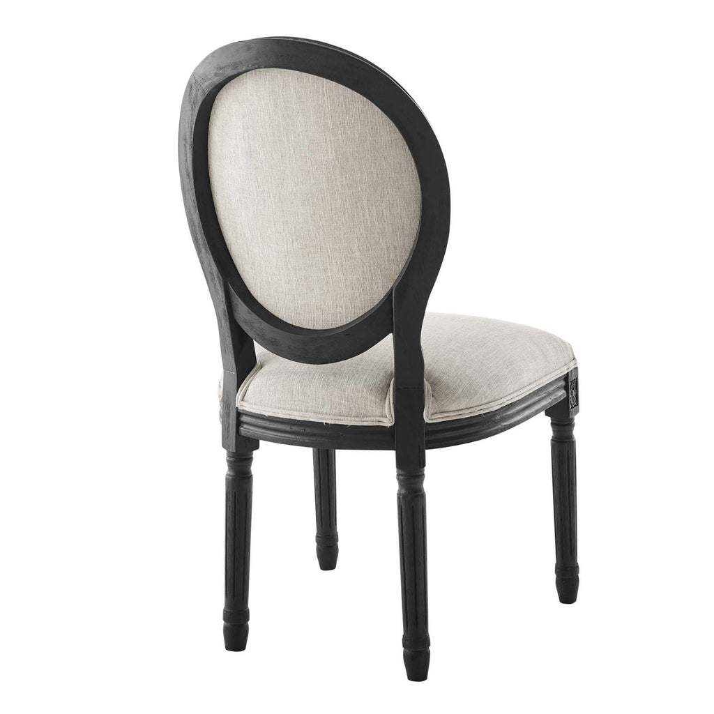 Arise Vintage French Upholstered Fabric Dining Side Chair Black Beige EEI-4664-BLK-BEI