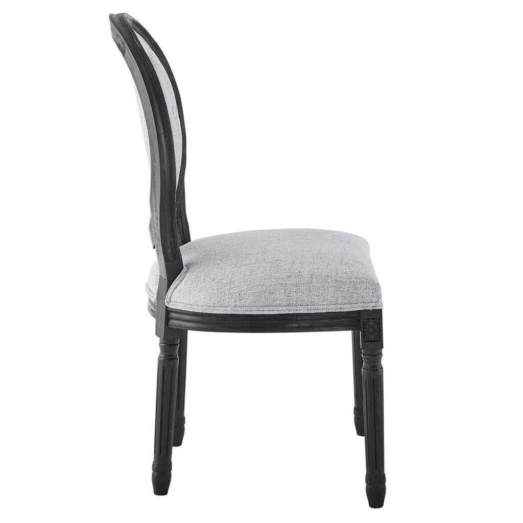 Arise Vintage French Upholstered Fabric Dining Side Chair Black Light Gray EEI-4664-BLK-LGR