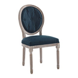 Arise Vintage French Upholstered Fabric Dining Side Chair Natural Light Blue EEI-4664-NAT-BLU