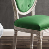 Arise Vintage French Performance Velvet Dining Side Chair Natural Emerald EEI-4665-NAT-EME
