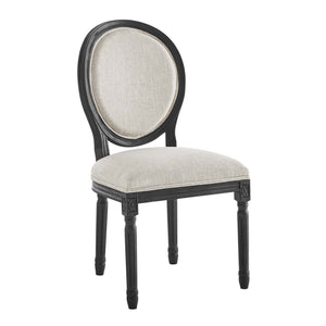 Emanate Vintage French Upholstered Fabric Dining Side Chair Black Beige EEI-4667-BLK-BEI