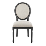 Emanate Vintage French Upholstered Fabric Dining Side Chair Black Beige EEI-4667-BLK-BEI