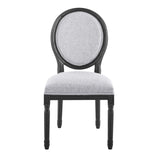 Emanate Vintage French Upholstered Fabric Dining Side Chair Black Light Gray EEI-4667-BLK-LGR
