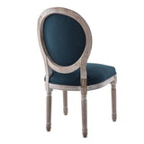 Emanate Vintage French Upholstered Fabric Dining Side Chair Natural Blue EEI-4667-NAT-BLU