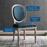 Emanate Vintage French Upholstered Fabric Dining Side Chair Natural Blue EEI-4667-NAT-BLU
