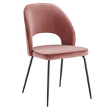 Nico Performance Velvet Dining Chair Set of 2 Black Dusty Rose EEI-4673-BLK-DUS