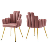 Viceroy Performance Velvet Dining Chair Set of 2 Gold Dusty Rose EEI-4679-GLD-DUS