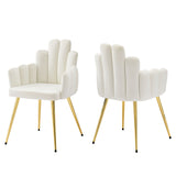 Viceroy Performance Velvet Dining Chair Set of 2 Gold White EEI-4679-GLD-WHI