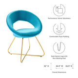 Nouvelle Performance Velvet Dining Chair Set of 2 Gold Blue EEI-4681-GLD-BLU