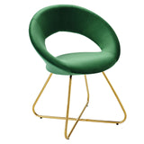 Nouvelle Performance Velvet Dining Chair Set of 2 Gold Emerald EEI-4681-GLD-EME