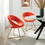 Nouvelle Performance Velvet Dining Chair Set of 2 Gold Orange EEI-4681-GLD-ORA