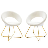 Nouvelle Performance Velvet Dining Chair Set of 2 Gold White EEI-4681-GLD-WHI