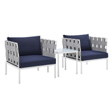 Harmony 3-Piece  Sunbrella® Outdoor Patio Aluminum Seating Set Gray Navy EEI-4687-GRY-NAV-SET