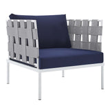 Harmony 3-Piece  Sunbrella® Outdoor Patio Aluminum Seating Set Gray Navy EEI-4687-GRY-NAV-SET