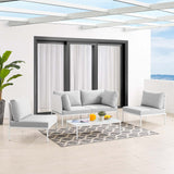 Harmony 4-Piece  Sunbrella® Outdoor Patio Aluminum Seating Set White Gray EEI-4690-WHI-GRY-SET