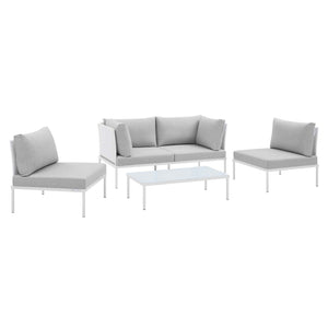 Harmony 4-Piece  Sunbrella® Outdoor Patio Aluminum Seating Set White Gray EEI-4690-WHI-GRY-SET