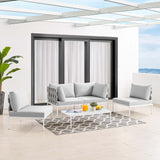 Harmony 4-Piece  Sunbrella® Outdoor Patio Aluminum Seating Set Gray Gray EEI-4691-GRY-GRY-SET