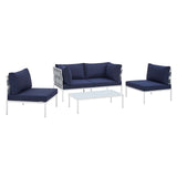 Harmony 4-Piece  Sunbrella® Outdoor Patio Aluminum Seating Set Gray Navy EEI-4691-GRY-NAV-SET