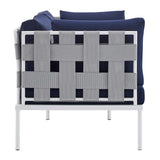 Harmony 4-Piece  Sunbrella® Outdoor Patio Aluminum Seating Set Gray Navy EEI-4691-GRY-NAV-SET