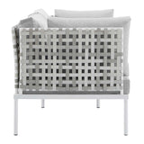 Harmony 5-Piece  Sunbrella® Basket Weave Outdoor Patio Aluminum Seating Set Taupe Gray EEI-4692-TAU-GRY-SET