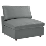 Commix Down Filled Overstuffed Vegan Leather Armless Chair Gray EEI-4694-GRY