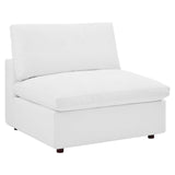 Commix Down Filled Overstuffed Vegan Leather Armless Chair White EEI-4694-WHI
