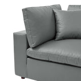 Commix Down Filled Overstuffed Vegan Leather Corner Chair Gray EEI-4696-GRY