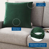 Enhance 20" Performance Velvet Throw Pillow Green EEI-4699-GRN