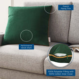 Accentuate 20" Performance Velvet Throw Pillow Green Cognac EEI-4700-GRN-COG