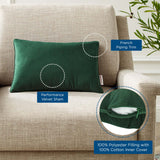 Enhance 18" Lumbar Performance Velvet Throw Pillow Green EEI-4703-GRN