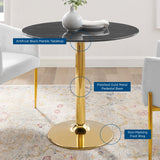 Verne 35" Artificial Marble Dining Table Gold Black EEI-4747-GLD-BLK