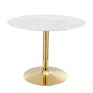 Modway Furniture Verne 40" Artificial Marble Dining Table XFR2 EEI-4749-GLD-WHI