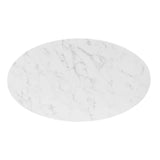 Verne 48" Oval Artificial Marble Dining Table Gold White EEI-4752-GLD-WHI