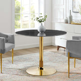 Verne 40" Artificial Marble Dining Table Gold Black EEI-4757-GLD-BLK