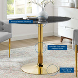 Verne 42" Artificial Marble Dining Table Gold Black EEI-4758-GLD-BLK