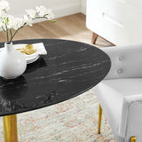 Verne 42" Artificial Marble Dining Table Gold Black EEI-4758-GLD-BLK