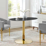 Verne 42" Artificial Marble Dining Table Gold Black EEI-4758-GLD-BLK