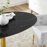 Verne 48" Artificial Marble Dining Table Gold Black EEI-4759-GLD-BLK